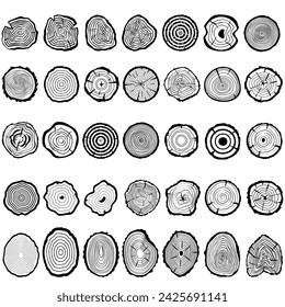 Wood Slice icon vector set. Wood Rings illustration sign collection. Tree symbol. Sawmill logo.