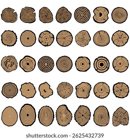 Wood slice icon vector set. Wood rings illustration sign collection. Tree symbol. Sawmill logo.