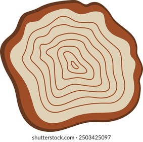 Wood Slice With Tree Rings Vector Illustration