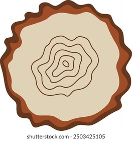 Wood Slice With Tree Rings Vector Illustration
