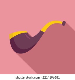 Wood smoking pipe icon flat vector. Old smoker. Cigar sherlock