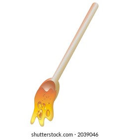 wood spoon with honey or cream