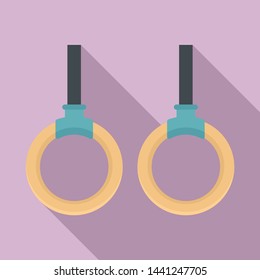 Wood sport rings icon. Flat illustration of wood sport rings vector icon for web design