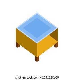 Wood Square Coffee Table 3D Isometric Furniture Illustration