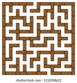 Wood square maze 10x10 on a white background