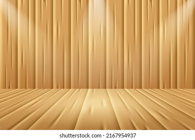 wood stage with light effect vector graphic