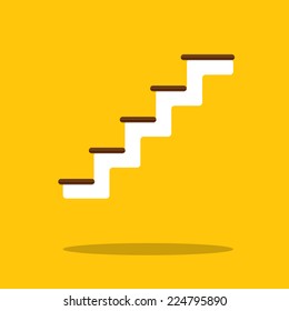 wood stair icon on yellow background : logo vector and business concept