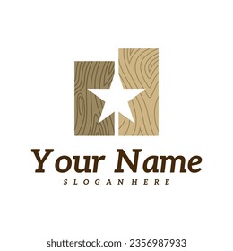 Wood Star logo design Template. Creative Wood logo vector illustration.