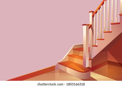 Madera. Pasos. Par de escaleras. Pelea de pasos. Escaleras. Stairwell. o Ilustración.Caminar 