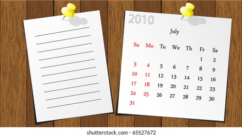 wood sticky calendar 2010