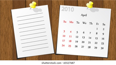 wood sticky calendar 2010