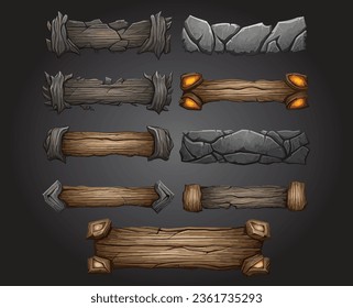 a wood and stone planks headers