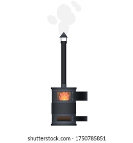 Wood Stove. Heating, Vector Illustration