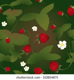 Wood Strawberry pattern / Juicy summer seamless background