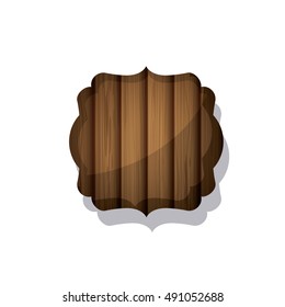 Wood and striped brown frame icon. Texture material banner and decoration theme. Isolated design. Vector illustration