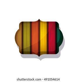 Wood and striped multicolored frame icon. Texture material banner and decoration theme. Isolated design. Vector illustration