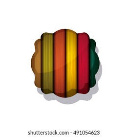 Wood and striped multicolored frame icon. Texture material banner and decoration theme. Isolated design. Vector illustration