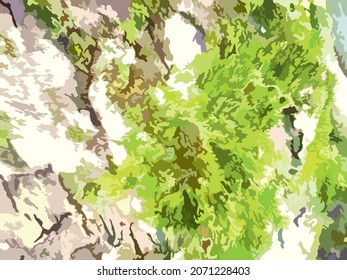 Wood structure with moss for backgrounds and textures. Grunge rotten wood with moss in gray-green tones for camouflage, prints and fabric products, creative autumn compositions, covers, etc.