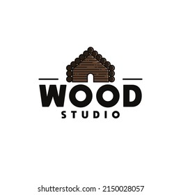 wood studio. home logo representing a studio. photo studio logo, digital studio logo