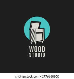 Wood Studio logo design vintage style fit for your company,shop,studio