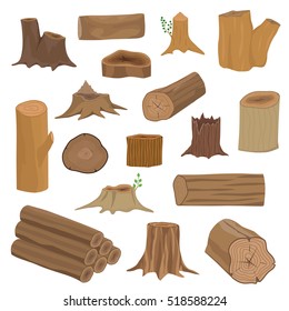 Wood stumps vector set.