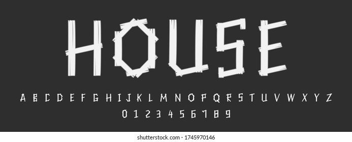 Wood style font, Alphabets and numbers letters design. Vector illustration.