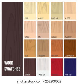 Wood Swatches Color Set With Different Material And Finishing Types