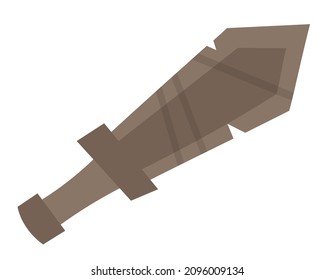 Wood sword in flat style. Ancient children toy.