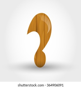 wood symbol question mark, concept of wood alphabet