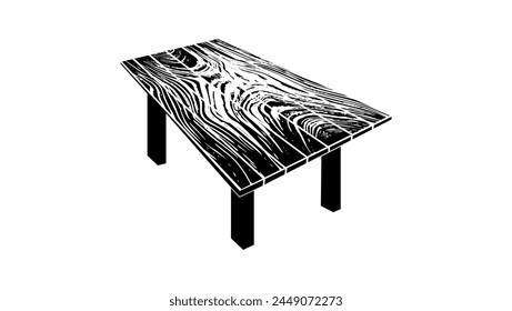 wood table , black isolated silhouette