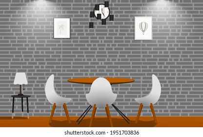 wood table and chairs in cafe and restaurant