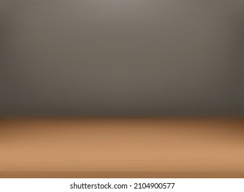 Wood table with focus on the front and blured background. Vector 3d illustration with blur effect
