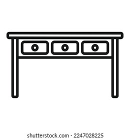 Holztisch Symbol Umrisslinie Vektorgrafik. Obere Tafel. Schreibtischmöbel