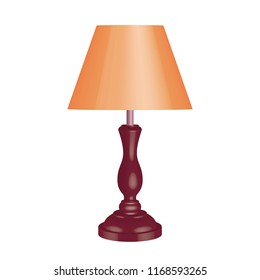 Wood table lamp. Classic style. 3d effect vector