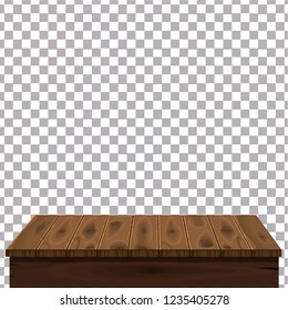 Wood table on isolated background. Template, furniture, vector
