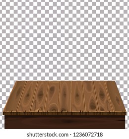 Wood table on isolated background. Template, furniture, vector