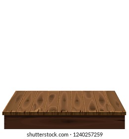 Wood table on isolated background. Template, furniture, vector