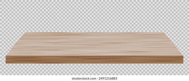 Wood Table Perspective View. Wooden Office Or Kitchen Desk Isolated On Transparent Background. EPS10 Vector