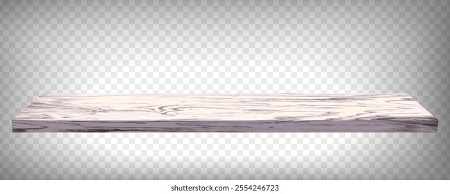 Wood table perspective view, wooden surface of desk, top made of light gray timber board isolated on transparent background. Tabletop interior design element, Realistic 3d vector. EPS 10