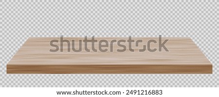Wood Table Perspective View. Wooden Office Or Kitchen Desk Isolated On Transparent Background. EPS10 Vector