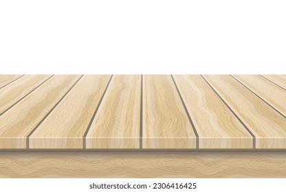 Wood table top isolated on white background. Vector illustration. Eps 10.