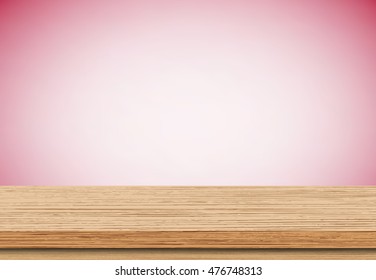 Wood table top on pink background, Use as product display montage - Vector