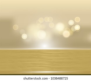  Wood table top on white blurred abstract background from building hallway - can be used for display or montage your products Vector illustration
