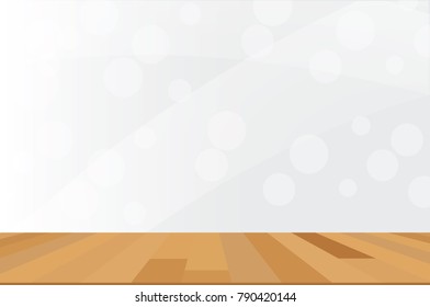Wood table top on white blurred abstract background Bokeh - can be used for display or montage your products. Vector illustration.