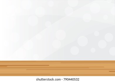 Wood table top on white blurred abstract background Bokeh - can be used for display or montage your products. Vector illustration.