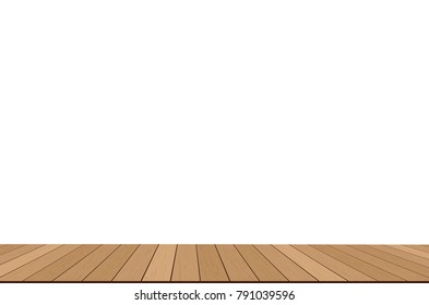 Wood table top on white background. Vector illustration.