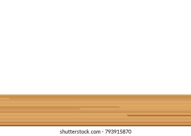Wood table top on white background. Vector illustration.