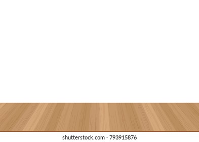 Wood table top on white background. Vector illustration.