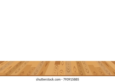 Wood table top on white background. Vector illustration.