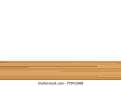 Wood table top on white background. Vector illustration.
